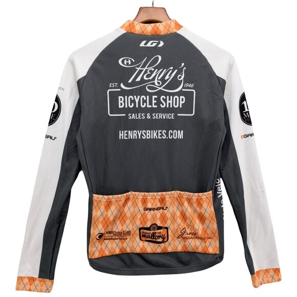 Louis Garneau Cycling Shirt Mens Orange Multi Full Zip Mock Neck Pockets Size M - Picture 2 of 10